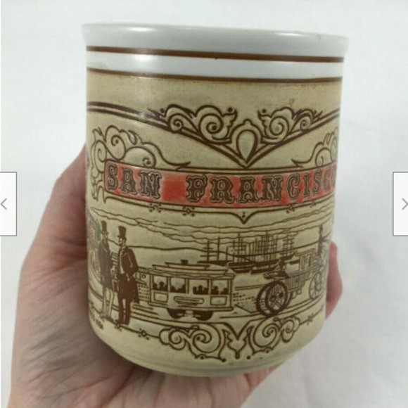 Vtg San Francisco Ceramic Coffee Mug SNCO 1984 Retro Blimp Street Trolley Scene - Picture 3 of 9